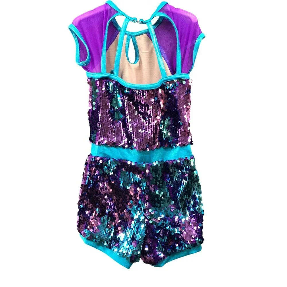 Weissman‎ Lights Ultra Sparkle Biketard Unitard Child SC (6) Girls Costume Dance